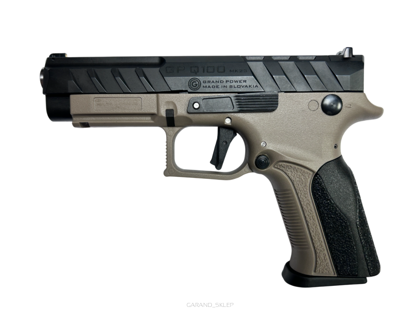 Pistolet Grand Power Q100 MK23 FDE - Optic Ready, Stałe stalowe przyrządy celownicze, Spust STRIKER FIRE, kal. 9x19 (50002828 FDE)