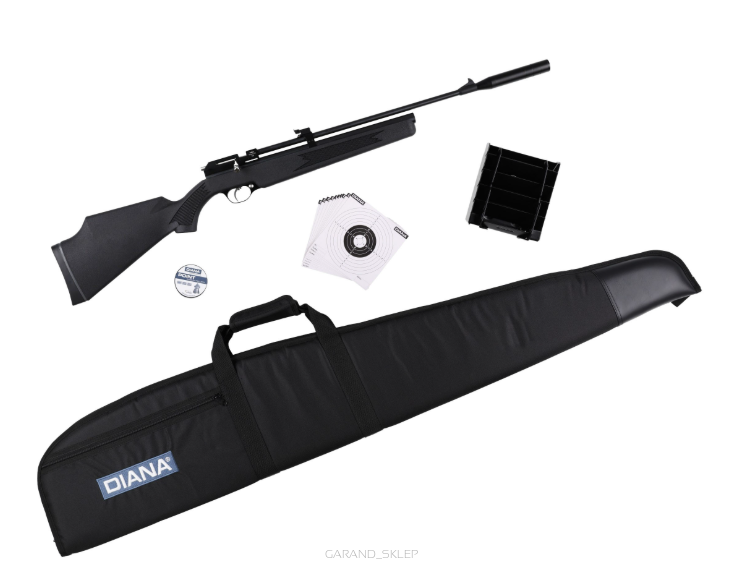 Zestaw wiatrówka Diana Trailscout CO2 4,5mm + śrut 500szt. + pokrowiec 130cm + kulochwyt wiatrówkowy Diana