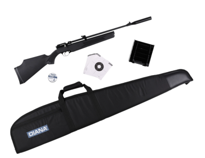 Zestaw wiatrówka Diana Trailscout CO2 4,5mm + śrut 500szt. + pokrowiec 130cm + kulochwyt wiatrówkowy Diana