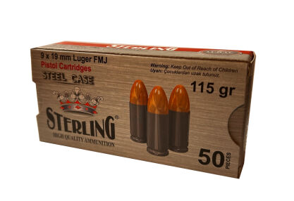 Amunicja Sterling 9x19mm 115gr FMJ (stalowa łuska)