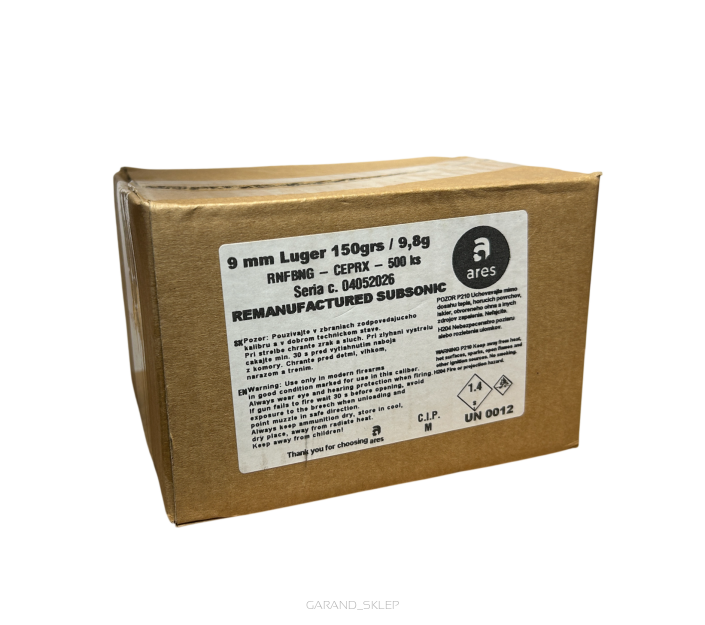 Amunicja ARES 9x19mm 150gr/9,7g - elaborowana, opakowanie 500 sztuk