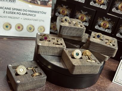 Spinki do mankietów pozłacane wykonane z łusek