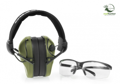 Słuchawki RealHunter Active PRO oliwkowe + okulary