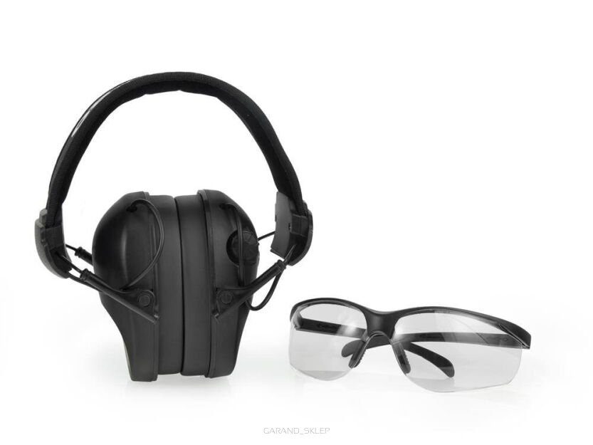 Słuchawki aktywne RealHunter Active PRO + okulary - Czarne